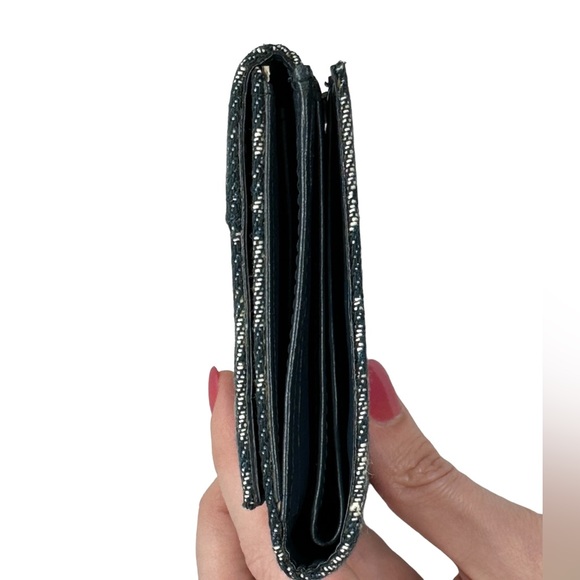 DIOR NWOT DEADSTOCK TROTTER BLUE DENIM CANVAS & LEATHER COMPACT WALLET W DUSTBAG - Picture 15 of 16